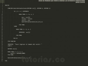 programacion en pseudocodigo: generar permutaciones