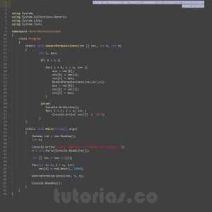 programacion en c#: generar permutaciones