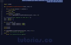 programacion en python: igualdad recursiva entre vectores