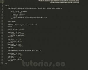 programacion en pseudocodigo: intercambio recursivo entre dos vectores