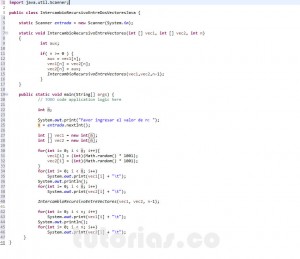 programacion en java: intercambio recursivo entre dos vectores