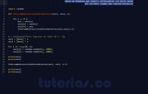 programacion en python: intercambio recursivo entre dos vectores