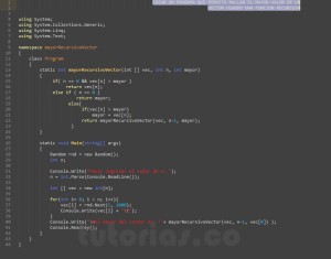 programacion en C#: mayor recursivo de un vector