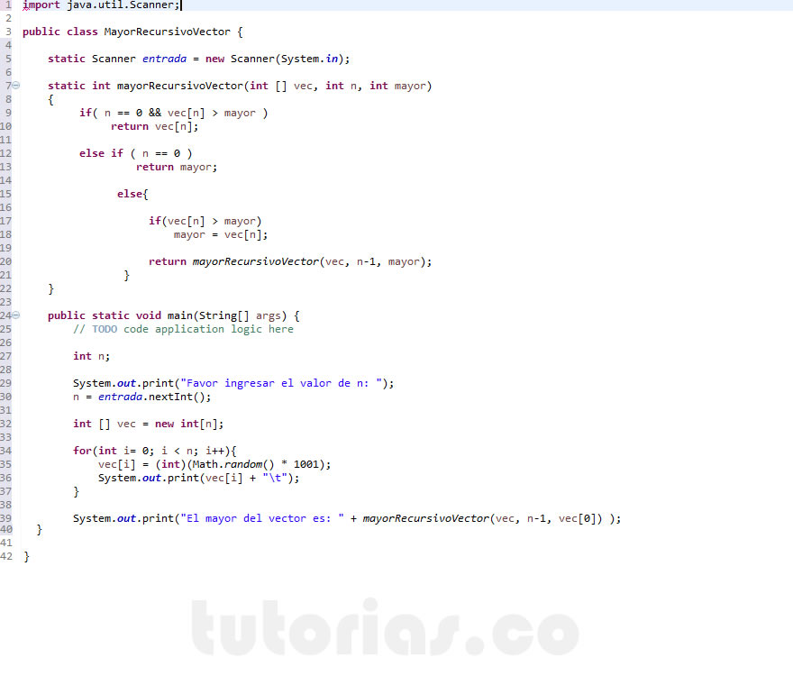 recursividad – java (mayor recursivo de un vector)