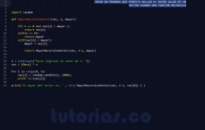 programacion en python: mayor recursivo de un vector