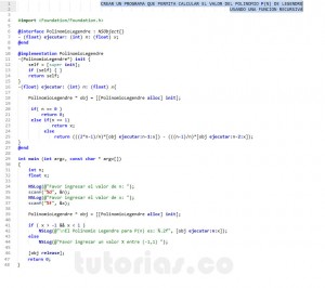 programacion en Objective C: polinomio legendre