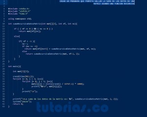 programacion en turbo C: suma recursiva datos matriz