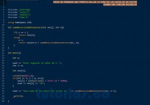 programacion en C++: suma recursiva datos vector