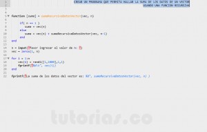 programacion en matLab: suma recursiva datos vector