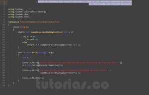 programacion en c#: suma recursiva multiplos de tres