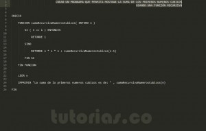 programacion en pseudocodigo: suma recursiva de numeros cubicos