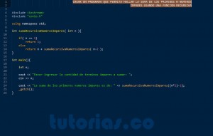 programacion en c++: suma recursiva de numeros impares