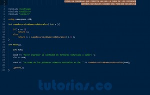 programacion en C++: suma recursiva de numeros naturales