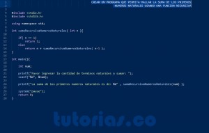 programacion en turbo C: suma recursiva de numeros naturales