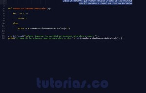 programacion en python: suma recursiva de numeros naturales