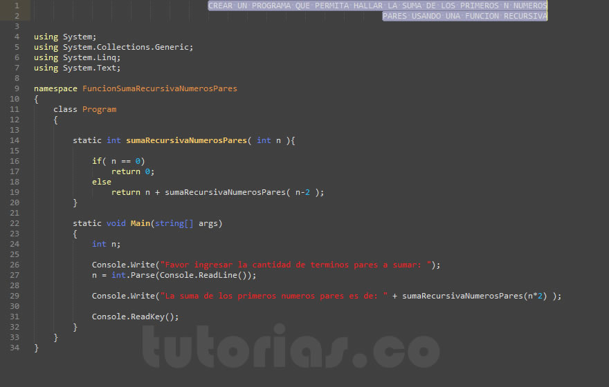 recursividad – visualStudio c# (suma recursiva de numeros pares)