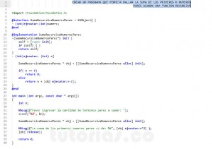 programacion en objective c: suma recursiva de numeros pares