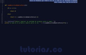 programacion en python: suma recursiva de numeros pares