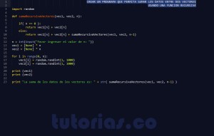 programacion en python: suma recursiva entre dos vectores