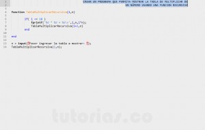 programacion en matLab: tabla de multiplicar recursiva