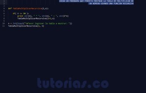 programacion en python: tabla de multiplicar recursiva