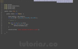 programacion en c#: apilar datos de matriz a pila