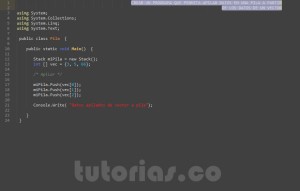 programacion en c#: apilar datos de vector a pila