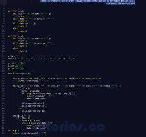 programacion en python: aplicacion infijo a posfijo