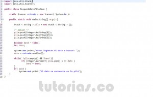 programacion en java: busqueda de dato en pila