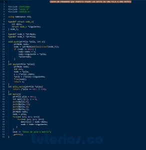 programacion en c++: pasar datos de pila a matriz