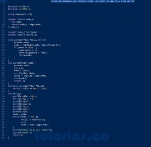 programacion en turbo C: pasar datos de pila a vector