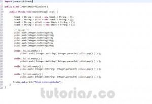 programacion en java: intercambiar datos entre dos pilas