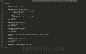 programacion en pseudocodigo: pila de numeros multiplos