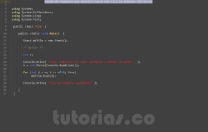 programacion en c#: pila de numeros multiplos