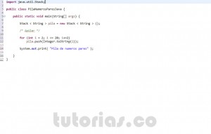 programacion en java: pila de numeros pares