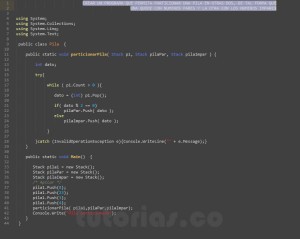programacion en c#: particionar pila en dos