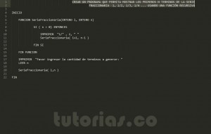 programacion en pseudocodigo: serie fraccionaria recursivo