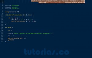 programacion en c++: serie fraccionaria recursivo