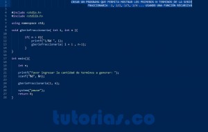 programacion en turbo C: serie fraccionaria recursivo