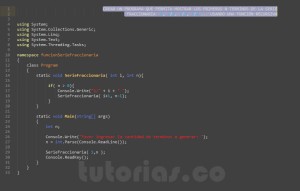 programacion en c#: serie fraccionaria recursivo