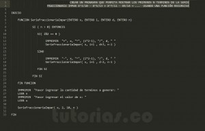 programacion en pseudocodigo: serie fraccionaria impar recursivo