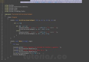 programacion en c#: serie fraccionaria impar recursivo