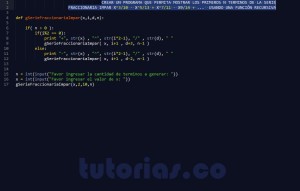 programacion en python: serie fraccionaria impar recursivo