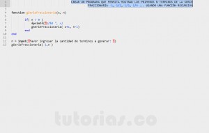 programacion en matLab: serie fraccionaria recursivo