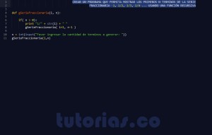 programacion en python: serie fraccionaria recursivo