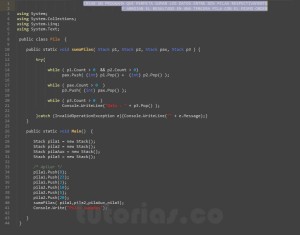 programacion en c#: suma de pilas