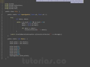 programacion en c#: topes de pila iguales