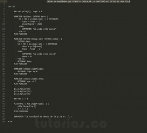 programacion en pseudocodigo: determinar la cantidad de datos que posee una pila