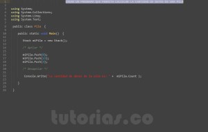 programacion en c#: cantidad de datos pila