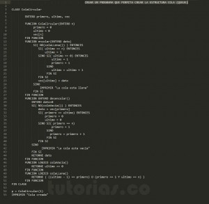 programacion en pseudocodio: cola basica